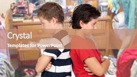  Presentation with two small brothers - Presentation theme with children fighting - two brothers angry in his background and a coral colored foreground