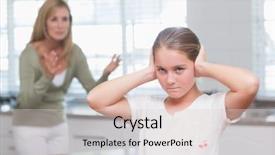  Presentation with mother twins - Audience pleasing presentation design consisting of children fighting - upset little girl covering her backdrop and a lemonade colored foreground