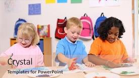  Presentation with children painting - Slide set with children finger painting background and a  colored foreground