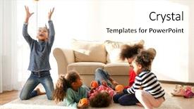  Presentation with africas cute - Beautiful presentation featuring children food - five cute african girls playing backdrop and a cream colored foreground