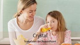  Presentation with orange juice - Presentation having children food - mother and daughter make orange background and a  colored foreground