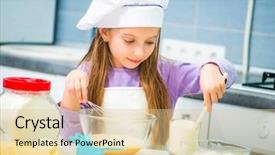  Presentation with cookies - Audience pleasing PPT layouts consisting of children food - smiling little girl backdrop and a lemonade colored foreground