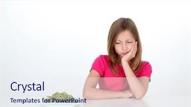  Presentation with green logistics - Slides with children food - young girl looking at plate background and a sky blue colored foreground