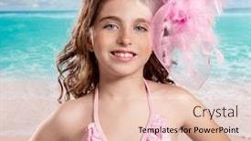  Presentation with children playing - Amazing presentation theme having children friends girls playing together in vacation at tropical colorful house backdrop and a lemonade colored foreground