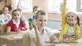  Presentation with school children - Audience pleasing slides consisting of children from primary school backdrop and a coral colored foreground