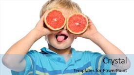  Presentation with eyes - Theme consisting of cheeky - blond boy covers eyes background and a light blue colored foreground