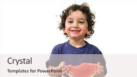  Presentation with fresh water splash green apple isolated white - Presentation design enhanced with hungry child - boy and watermelon isolated background and a lemonade colored foreground