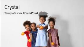  Presentation with african american teen girls - Slide set with citrus family - four cute african girls background and a white colored foreground