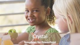  Presentation with lunch - Colorful slide deck enhanced with kindergarten food - students outdoors eating lunch selective backdrop and a yellow colored foreground