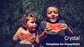  Presentation with exercise kids kid doing fitness - Slide set with hue - two kids eating watermelon done background and a navy blue colored foreground