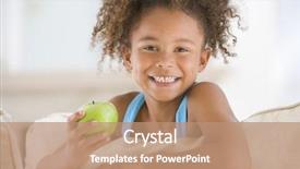  Presentation with living room - Beautiful presentation theme featuring childrens eaten - young girl eating apple backdrop and a coral colored foreground
