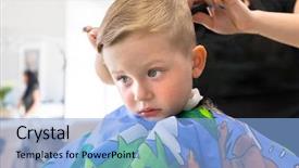  Presentation with haircut - Audience pleasing PPT theme consisting of children fun - haircut of three years old backdrop and a light blue colored foreground