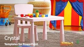  Presentation with colorful for kids presentat - PPT theme consisting of children game - interior of colorful playing room background and a coral colored foreground
