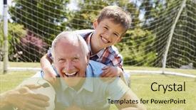  Presentation with grandfather - Slide deck enhanced with children game - portrait of grandfather and grandson background and a soft green colored foreground