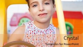  Presentation with playground - Amazing theme having children girl driving a toy car in playground backdrop and a yellow colored foreground
