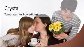  Presentation with veteran mom childre - Beautiful slide set featuring children giving their mom presents backdrop and a white colored foreground
