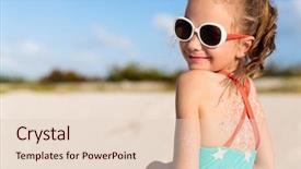  Presentation with summer - Audience pleasing slide set consisting of children glasses - adorable little girl at beach backdrop and a lemonade colored foreground
