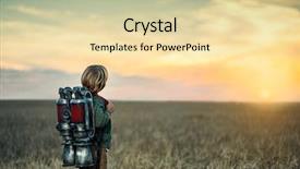  Presentation with global children - Colorful PPT layouts enhanced with children global - boy looking at sunset backdrop and a blonde colored foreground