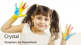  Presentation with hipster girl playing tetris game - Cool new PPT theme with children green - beautiful girl playing with colors backdrop and a lemonade colored foreground