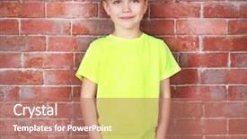  Presentation with green color - PPT theme enhanced with children green - cute boy in color t-shirt background and a coral colored foreground