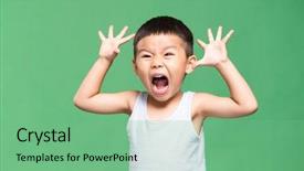  Presentation with christening for boy - Audience pleasing PPT layouts consisting of children green - little boy showing a grimace backdrop and a  colored foreground