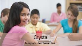  Presentation with elementary school female career day - Presentation theme enhanced with female pupil in elementary school background and a  colored foreground