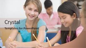  Presentation with elementary school career day and technology and black female - Beautiful slide deck featuring grade 2 - two elementary school pupils backdrop and a coral colored foreground