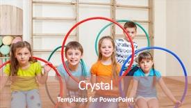  Presentation with kids - Beautiful presentation theme featuring children gym - group of kids holding hula backdrop and a coral colored foreground