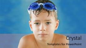  Presentation with competive swimming - Presentation consisting of children gym - portrait of cute boy background and a coral colored foreground