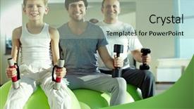  Presentation with sound - Audience pleasing theme consisting of children gym - three sound men backdrop and a light gray colored foreground