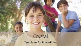  Presentation with diverse group of children reading - Beautiful PPT theme featuring children hanging out in treehouse backdrop and a coral colored foreground