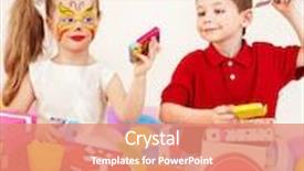  Presentation with children birthday - Theme featuring children happy birthday party background and a coral colored foreground