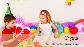  Presentation with children birthday - Amazing presentation theme having children-happy-birthday-party backdrop and a coral colored foreground