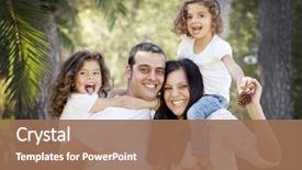  Presentation with children parents - Cool new slide deck with children happy smiling hispanic family backdrop and a coral colored foreground