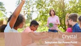  Presentation with children painting - Colorful theme enhanced with children-have-fun-drawing backdrop and a coral colored foreground