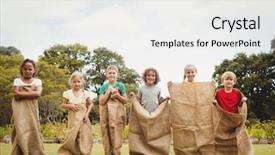  Presentation with race - Slide deck with children having a sack race background and a white colored foreground