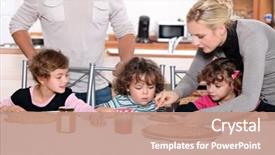  Presentation with snack - Slides with children having a snack background and a coral colored foreground