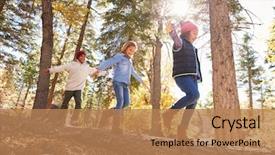  Presentation with woodland - Audience pleasing slide deck consisting of children having fun and balancing backdrop and a coral colored foreground