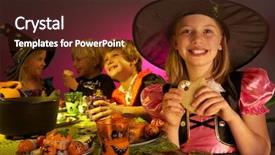  Presentation with fancy dress - Cool new presentation theme with children having fun in fancy backdrop and a tawny brown colored foreground