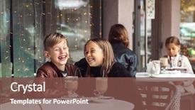  Presentation with street children - Slides with children having fun in outdoor background and a tawny brown colored foreground