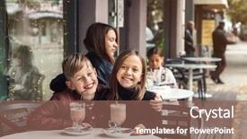  Presentation with street children - Cool new PPT theme with children having fun in outdoor backdrop and a violet colored foreground