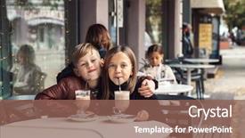  Presentation with street children - Amazing PPT layouts having children having fun in outdoor backdrop and a  colored foreground