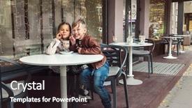  Presentation with street children - PPT layouts with children having fun in outdoor background and a wine colored foreground