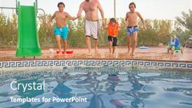  Presentation with swimming pool - Colorful presentation theme enhanced with children-having-fun-on-summer backdrop and a teal colored foreground