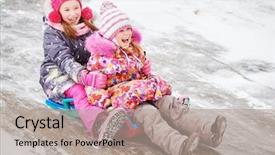  Presentation with fun fair swinging ride - Presentation theme enhanced with children having fun riding ice background and a coral colored foreground