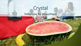  Presentation with picnic - Audience pleasing presentation theme consisting of children healthy food - picnic basket on grass meadow backdrop and a  colored foreground