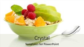  Presentation with white healthy food - Presentation theme with children healthy food - tasty oatmeal with raspberry background and a mint green colored foreground