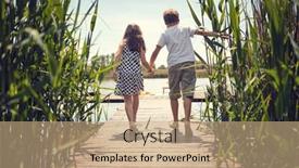  Presentation with children hands - Presentation theme having children-hold-hands-and-goes background and a coral colored foreground