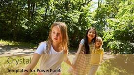  Presentation with children hands - Colorful PPT theme enhanced with children-hold-hands-together backdrop and a yellow colored foreground