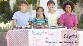 Presentation with children - Presentation theme featuring children holding bake sale background and a lemonade colored foreground
